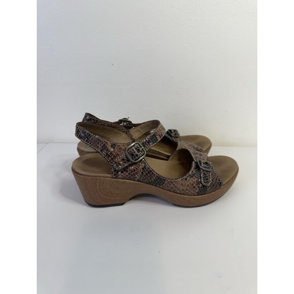 Dansko Joanie Brown Snake Leather Ankle Strap Comfort Sandal 4O - Picture 11 of 15